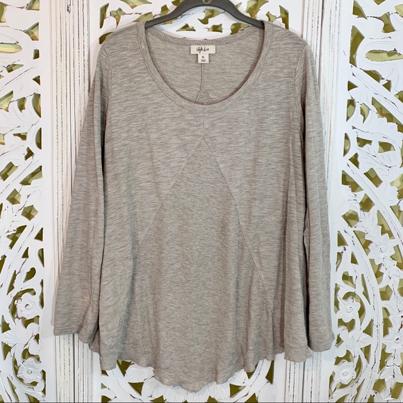 Tops - Style & Co Taupe Swing Style Thermal Long Tee